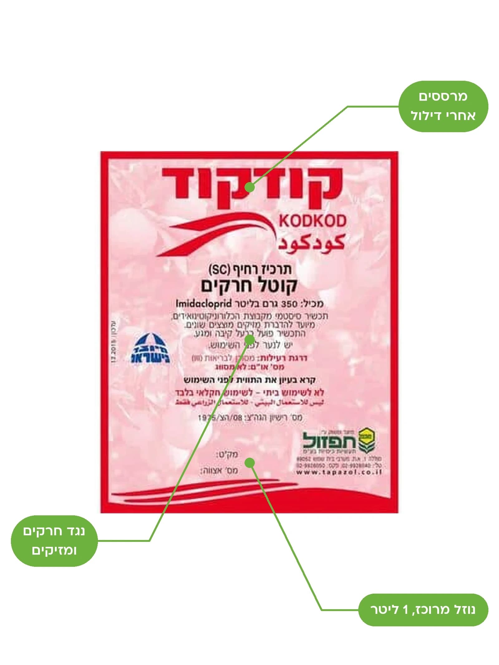 קודקוד 1 ליטר תעשיות כימיות תפזול, קוטל חרקים סיסטמי למכירה במשתלות הדר נוי
