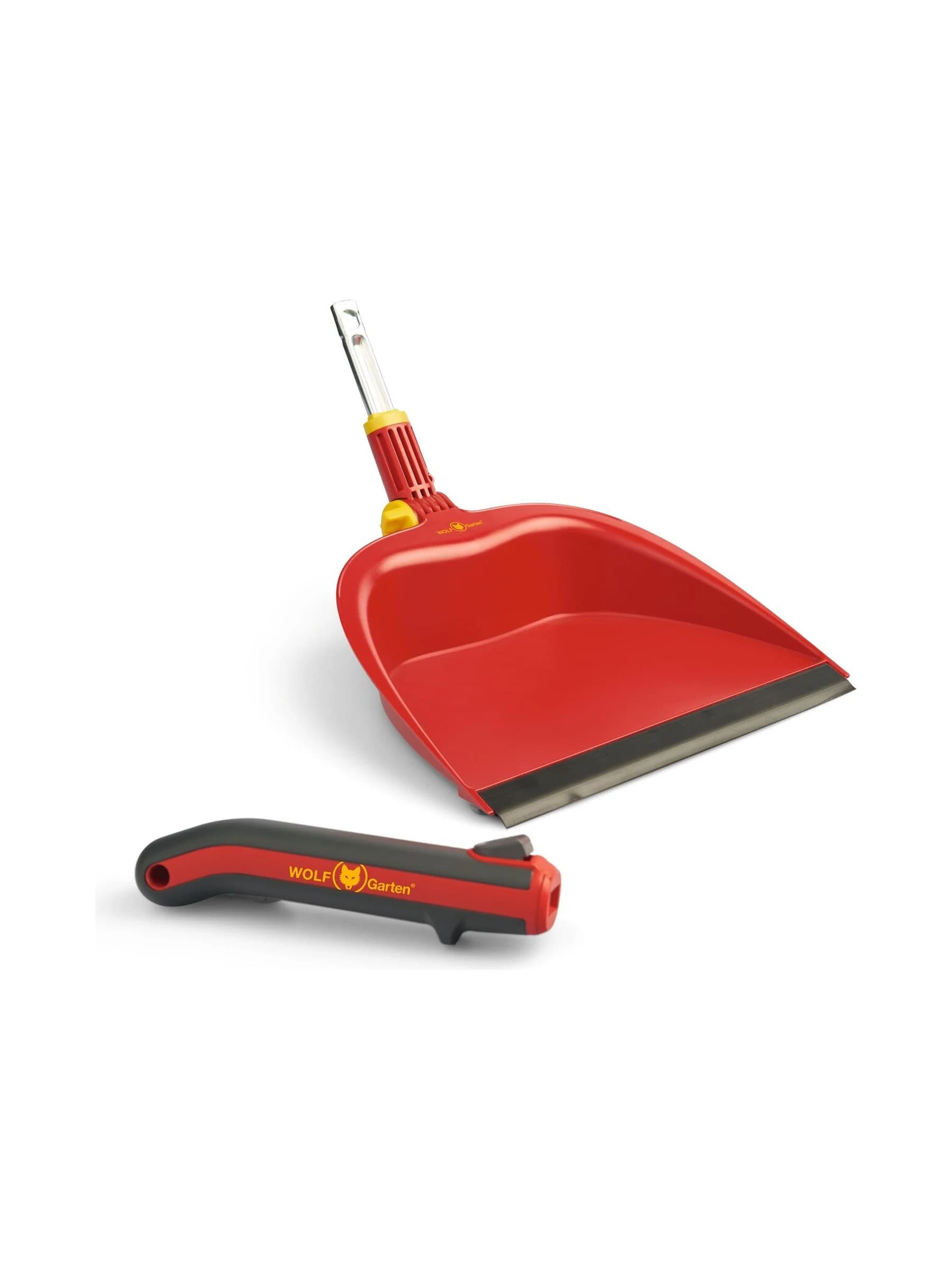 יעה גינה Wolf-Garten BK-M לצד ידית ZM 015 הקצרה שמגיעה איתו, נראה מפרק ההטיה - משתלות הדר נוי
