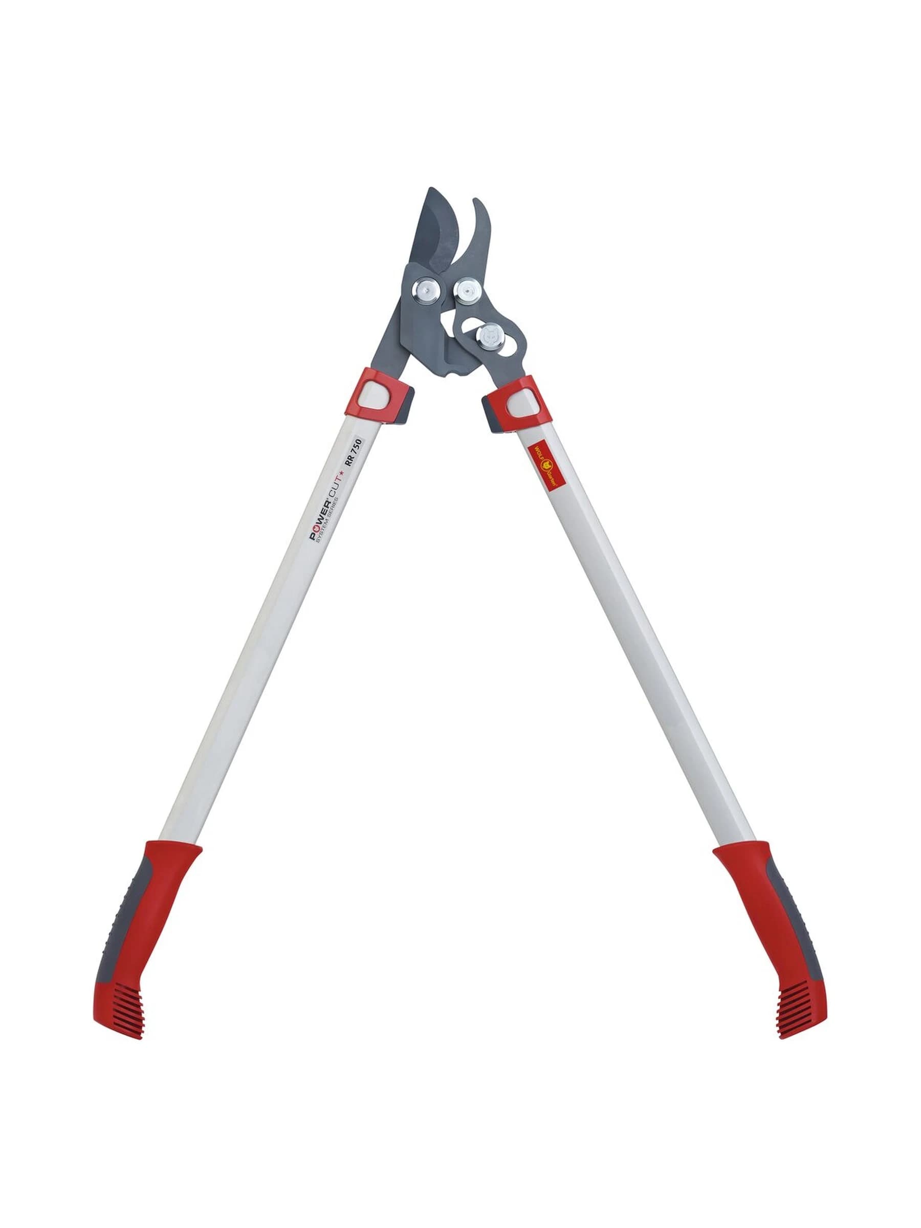 מזמרת ענפים Wolf-Garten RR 750 באורך 75 סנטימטר עם ידיות אלומיניום ולהב חופף, על רקע לבן - משתלות הדר נוי