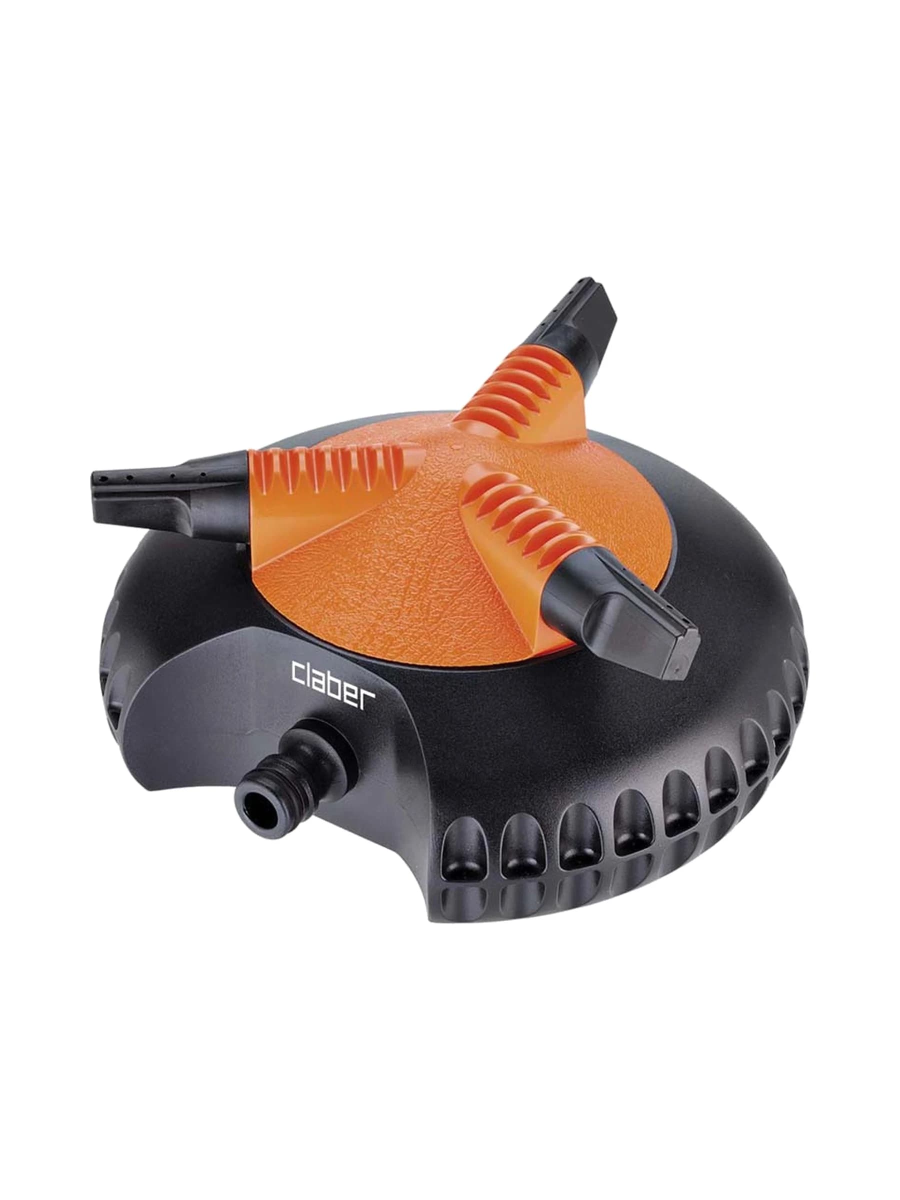 ממטרה מסתובבת Claber Idrojet 2000 בשחור וכתום עם שלוש זרועות מתכווננות על בסיס עגול - משתלות הדר נוי