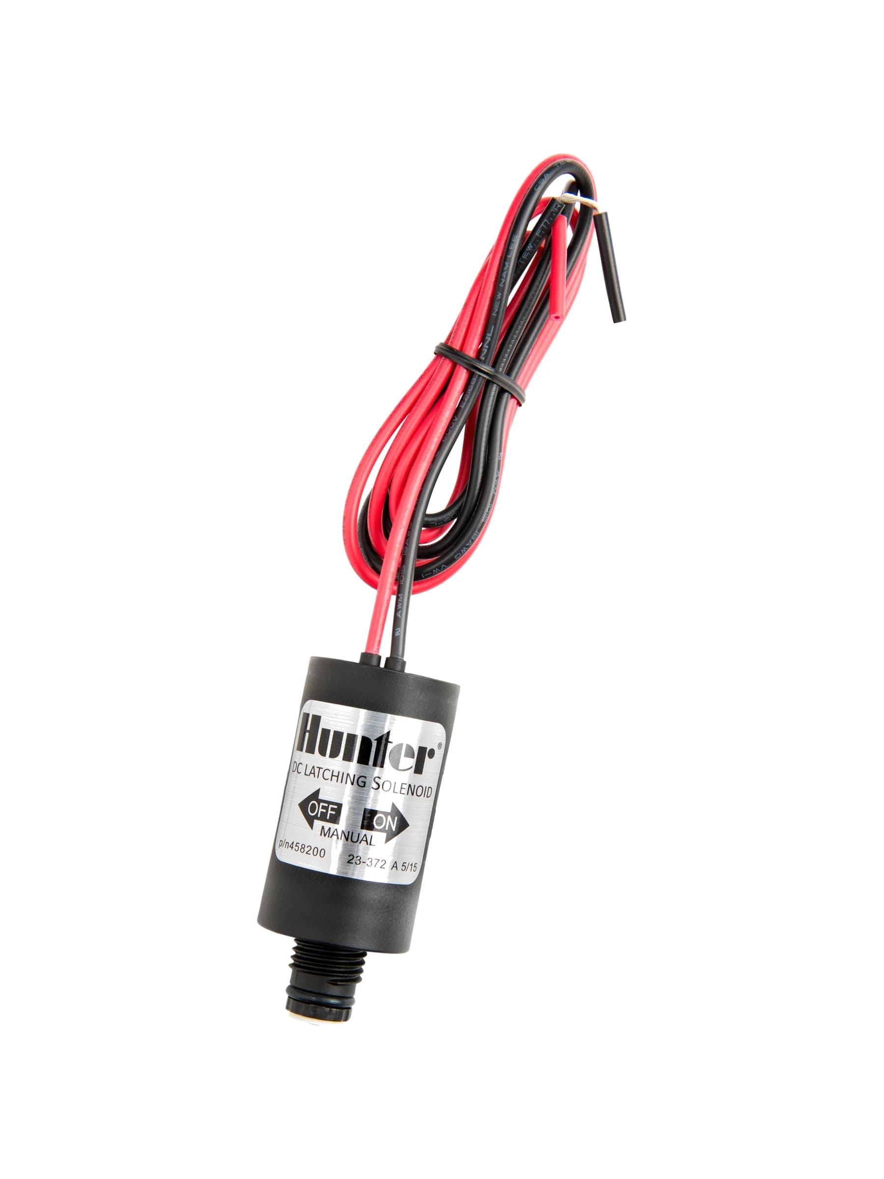 סולנואיד DC נועל של Hunter עם שני חוטים אדום ושחור, להפעלת ברז PGV מבקר על סוללות - משתלות הדר נוי