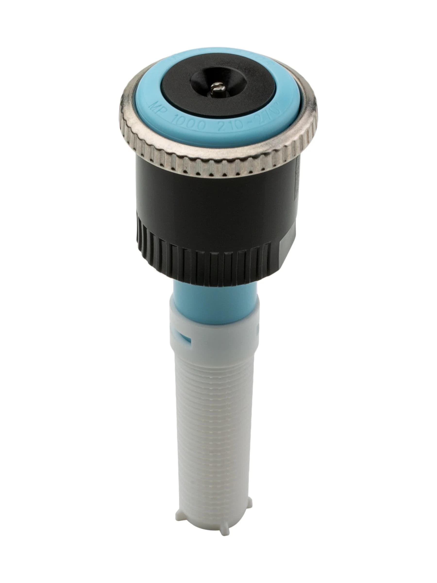 פיית MP Rotator MP1000 בגרסת קשת 210 עד 270 מעלות, ראש בצבע תכלת, על רקע לבן - משתלות הדר נוי