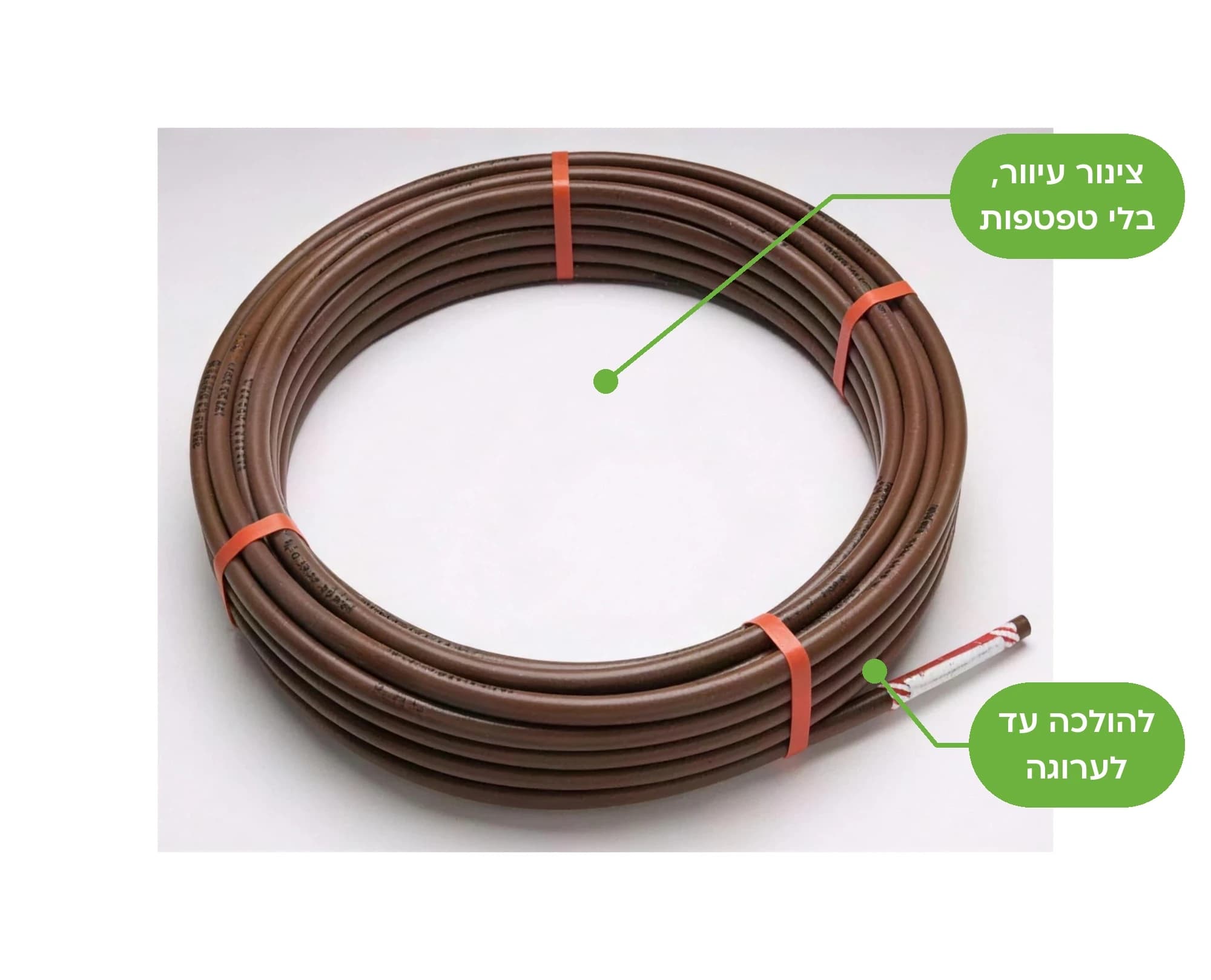 גליל צינור השקיה עיוור חום בקוטר 16 מ״מ באורך 100 מטר - משתלות הדר נוי