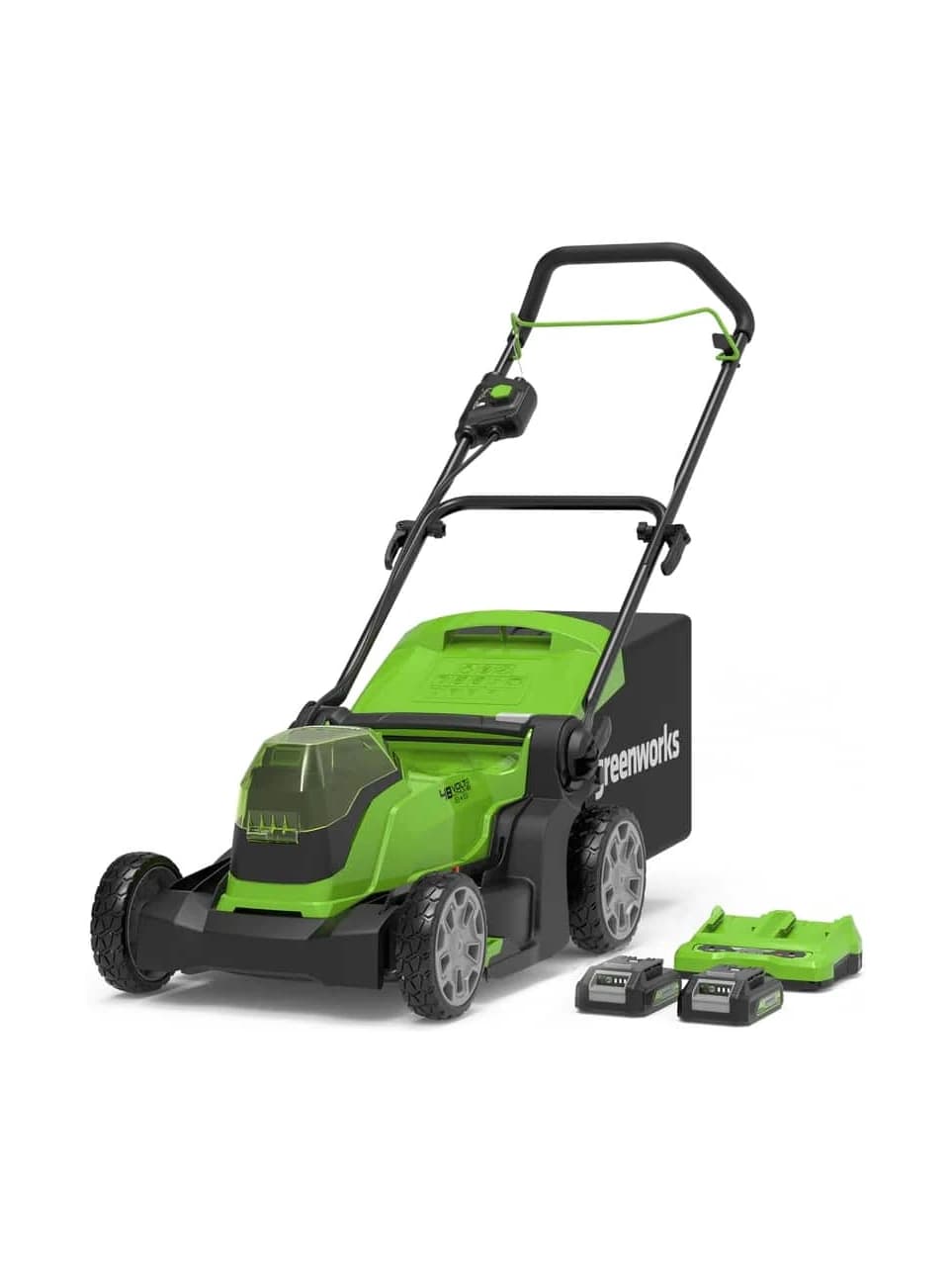 מכסחת דשא נטענת 41 ס"מ עם 2 סוללות 2 אמפר ומטען - Greenworks G24X2LM41K2X 48V
