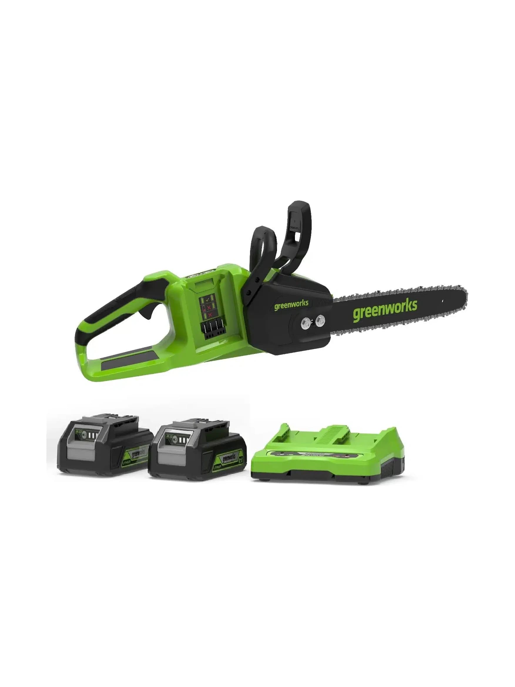מסור שרשרת נטען 14" עם 2 סוללות 5 אמפר ומטען - Greenworks CS48L4410 48V (2x24V) Brushless