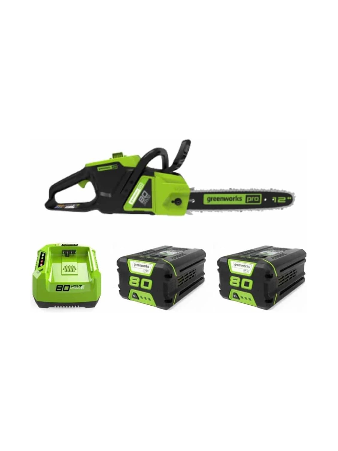 מסור שרשרת "12 (305 מ"מ) 80V PRO +שתי סוללות 2Ah +מטען מהיר