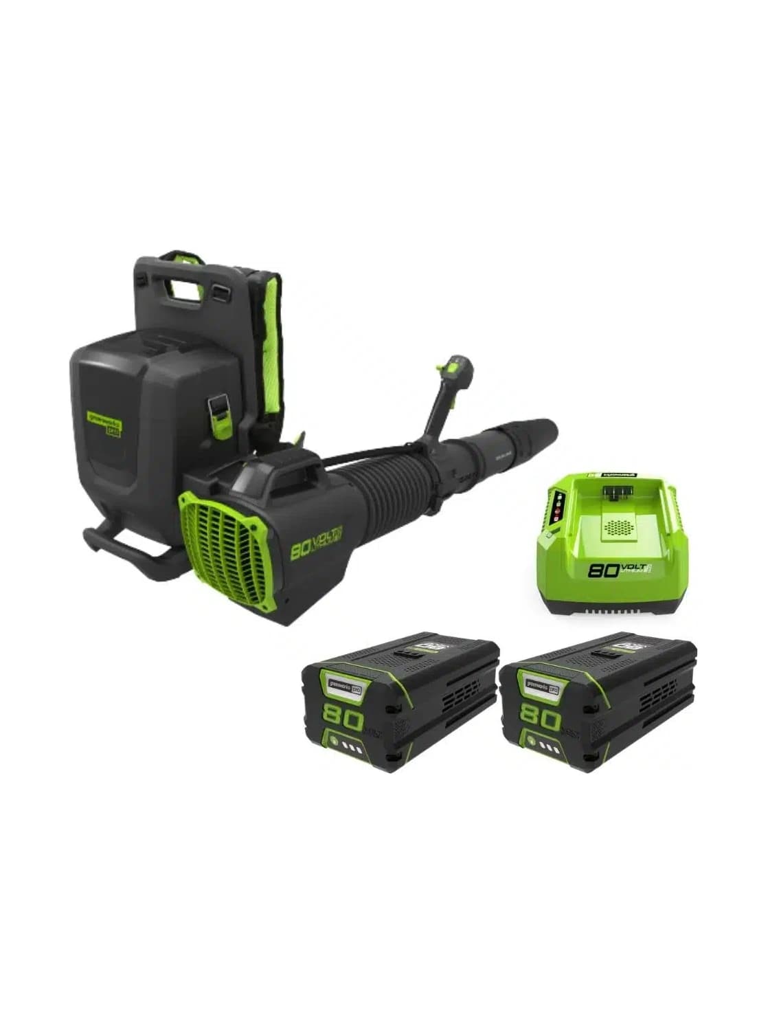 מפוח גב נטען עם 2 סוללות 5 אמפר - Greenworks BLB492 80V PRO 690 CFM