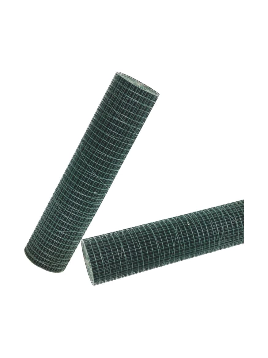 גליל רשת גדר מולחמת מצופה PVC ירוק, 10 מטר