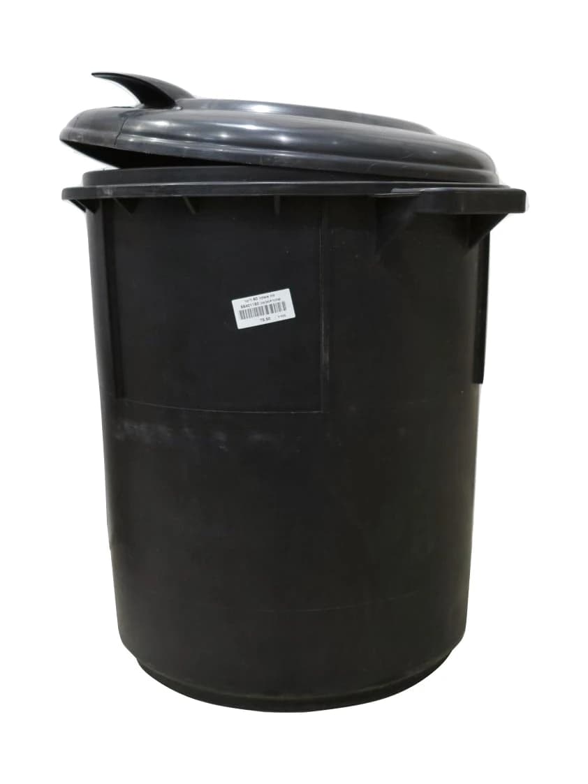 פח אשפה שחור 60 ליטר עם מכסה, פלסגד