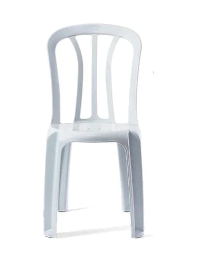 כיסא פלסטיק לבן לגינה, מבט חזית